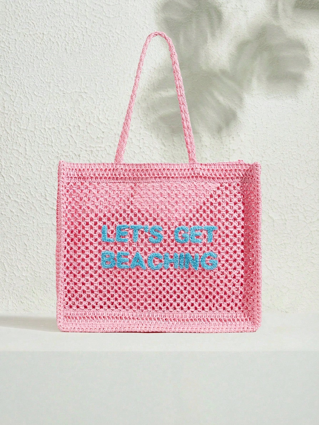 Women's Summer Crocheted Tote Bag With Letter Design