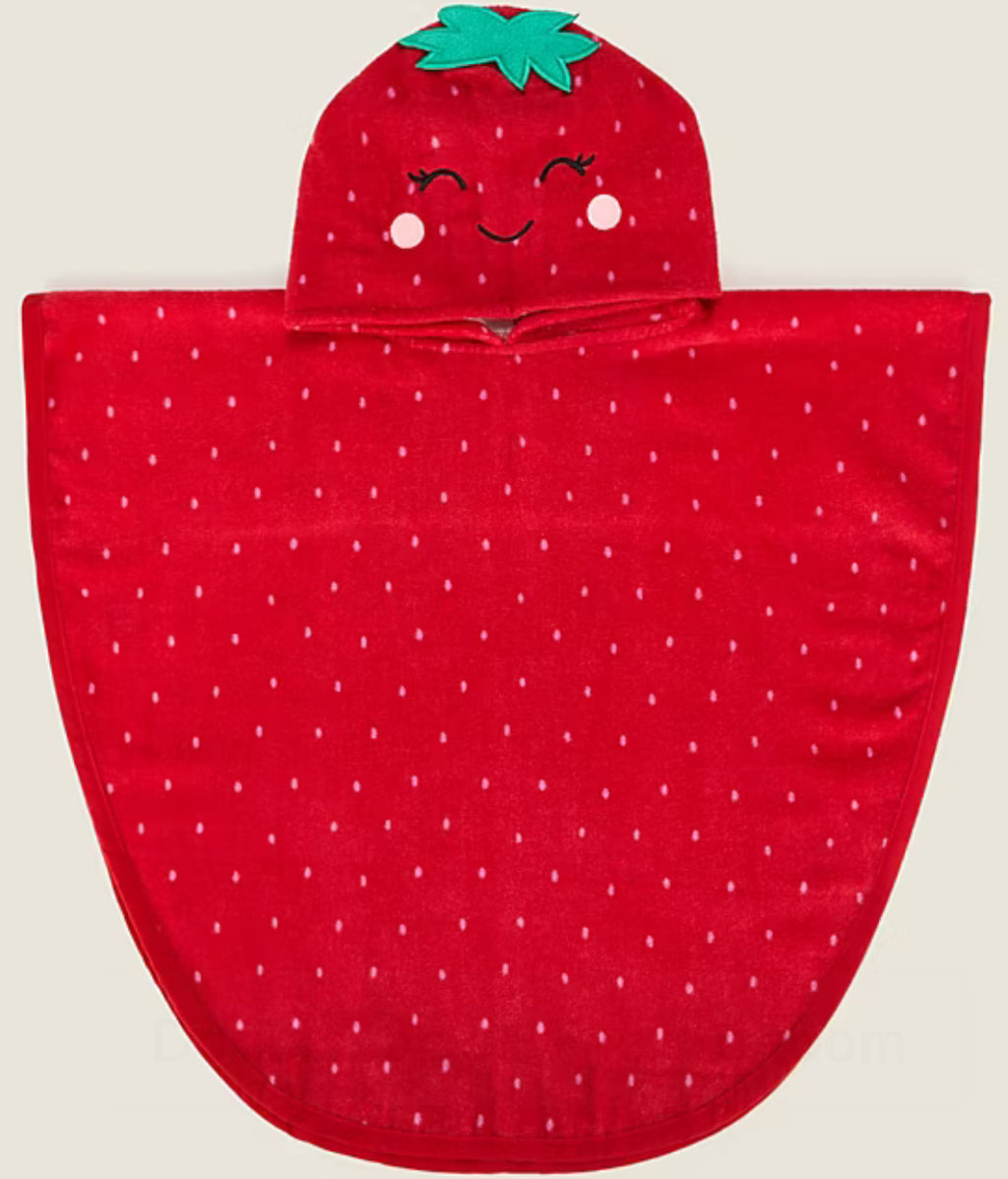 Red Strawberry Cotton Poncho
