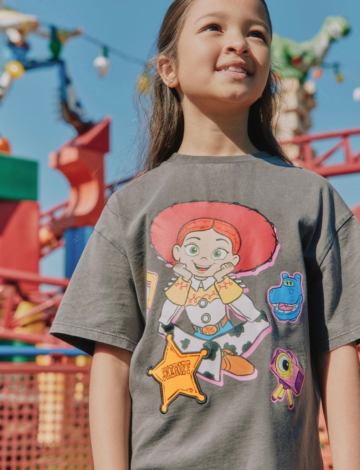 Grey Jessie Oversized Toy Story Graphic Print T-Shirt