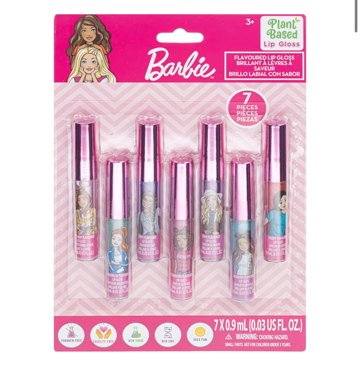 Barbie 7 Piece Plant Based Lip Gloss (immediate)