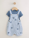 Blue Mickey Mouse Dungaree and Bodysuit Baby Set