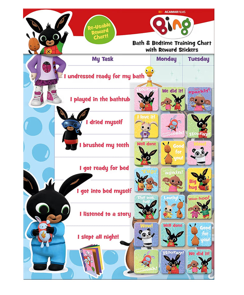 Bing Splashy Bath and Bedtime Reward Chart | Includes 56 Sparkly Stickers