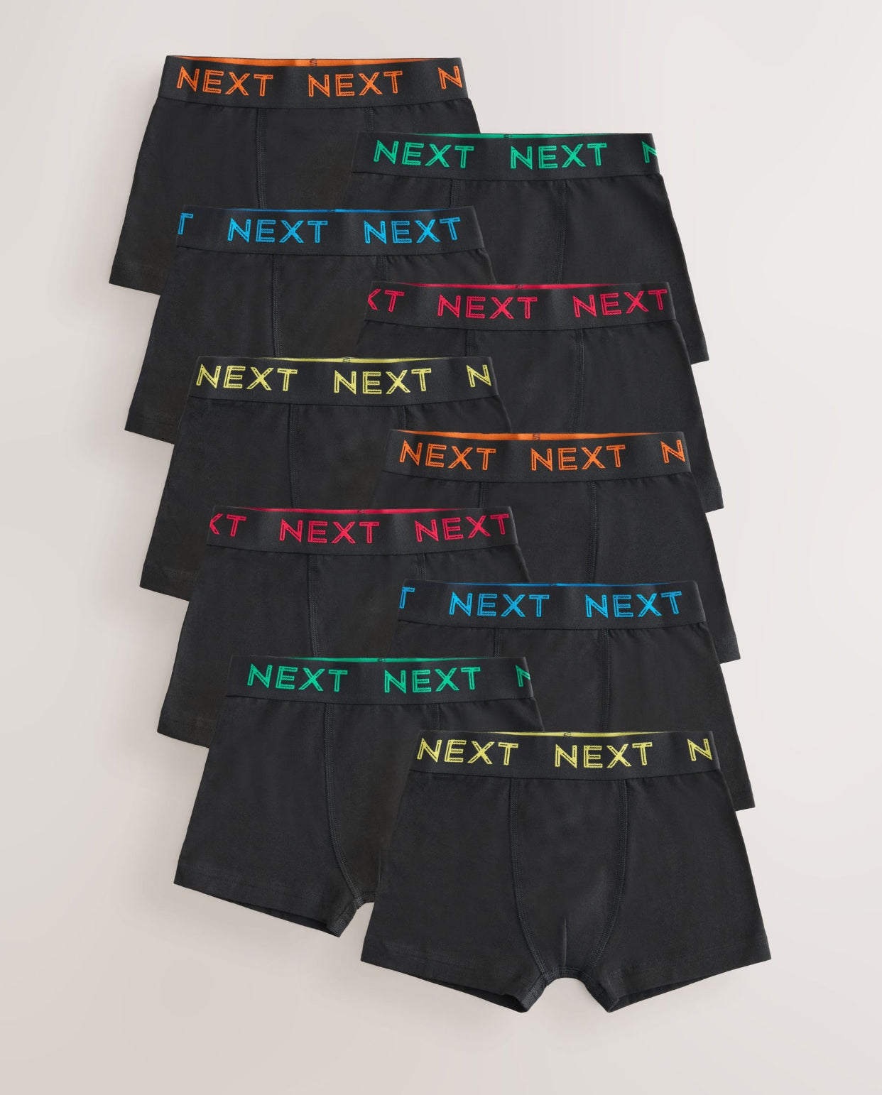 Black with colour waistband Trunks 10 Pack