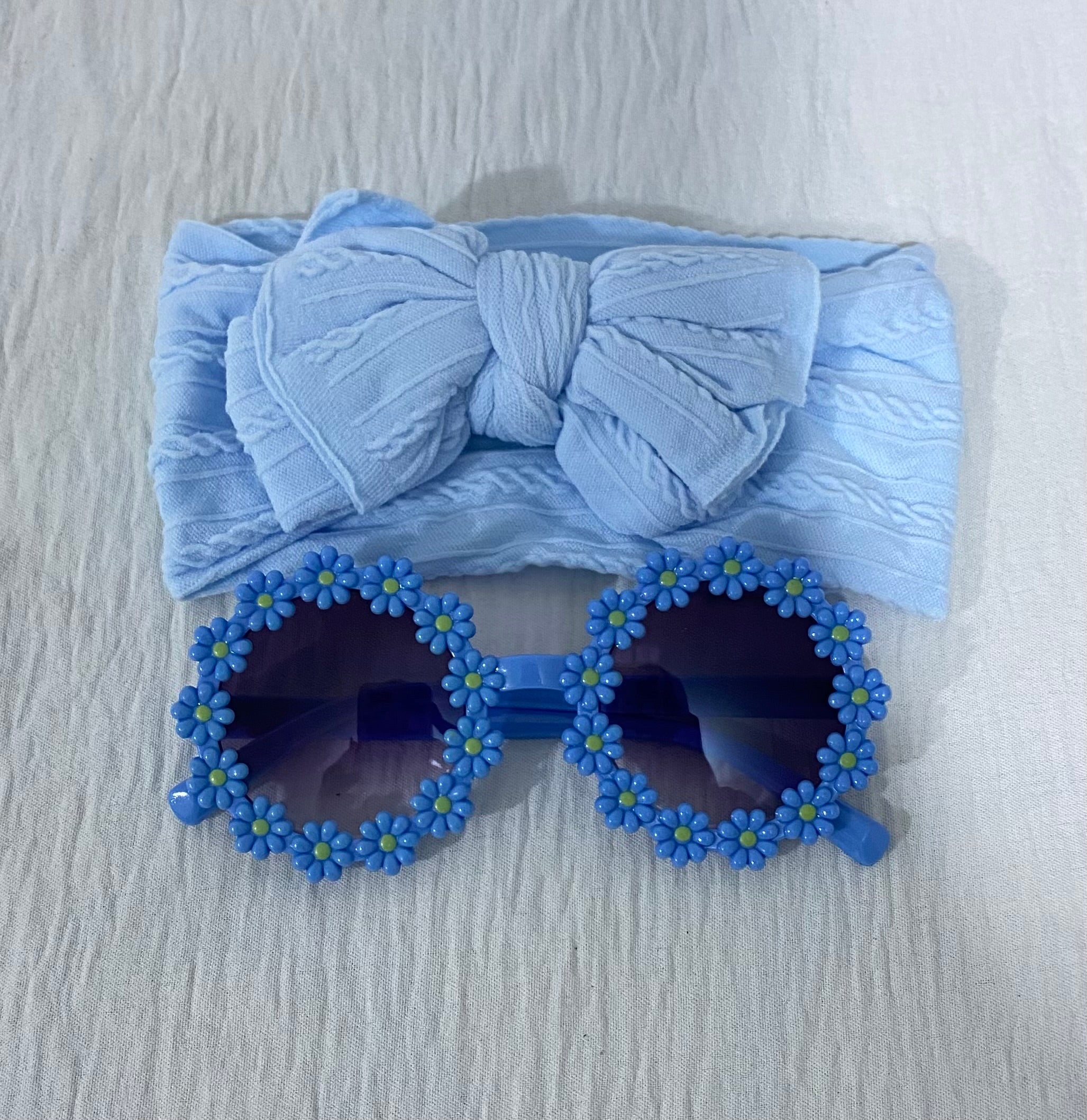 2pcs Bow Baby Headband & Daisy Sunglasses (immediate)