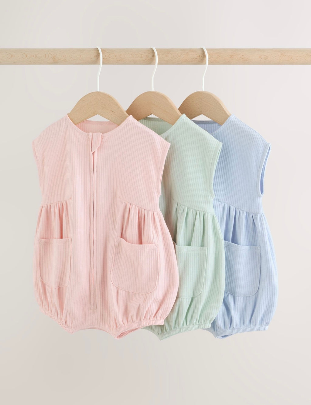 Pastel Colour Zip Through Baby Rompers