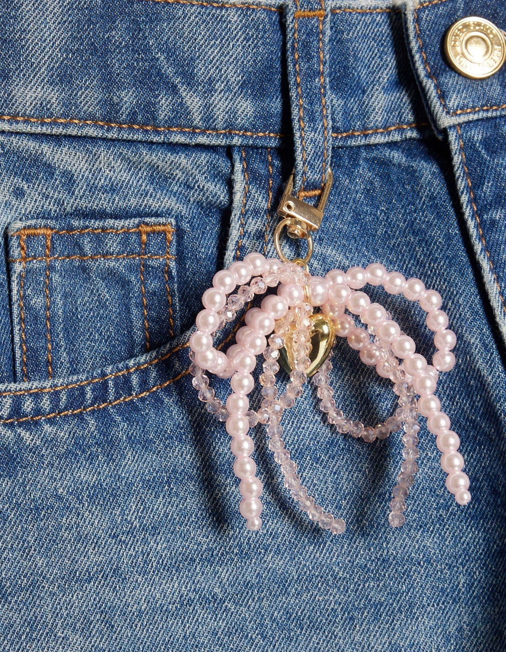 River Island Blue Wide Fit Jeans With Boy Keychain