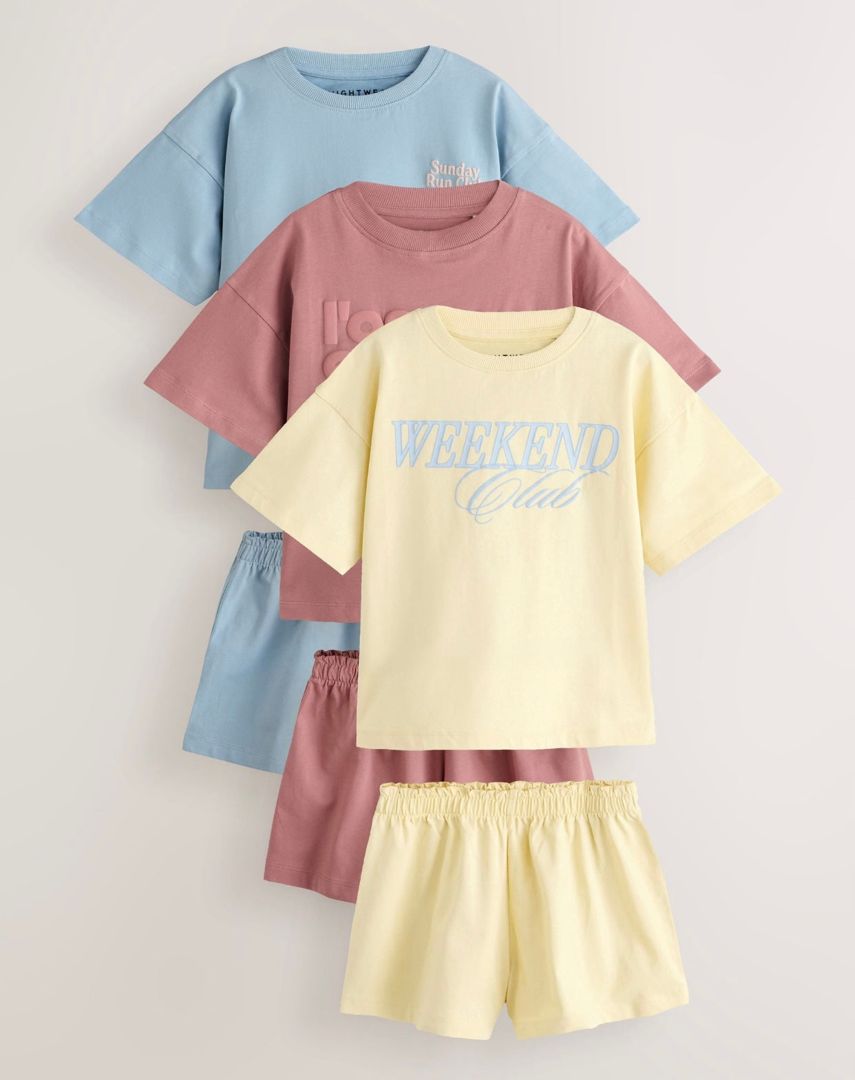 Yellow/Blue slogan Short Pyjamas 3 Pack