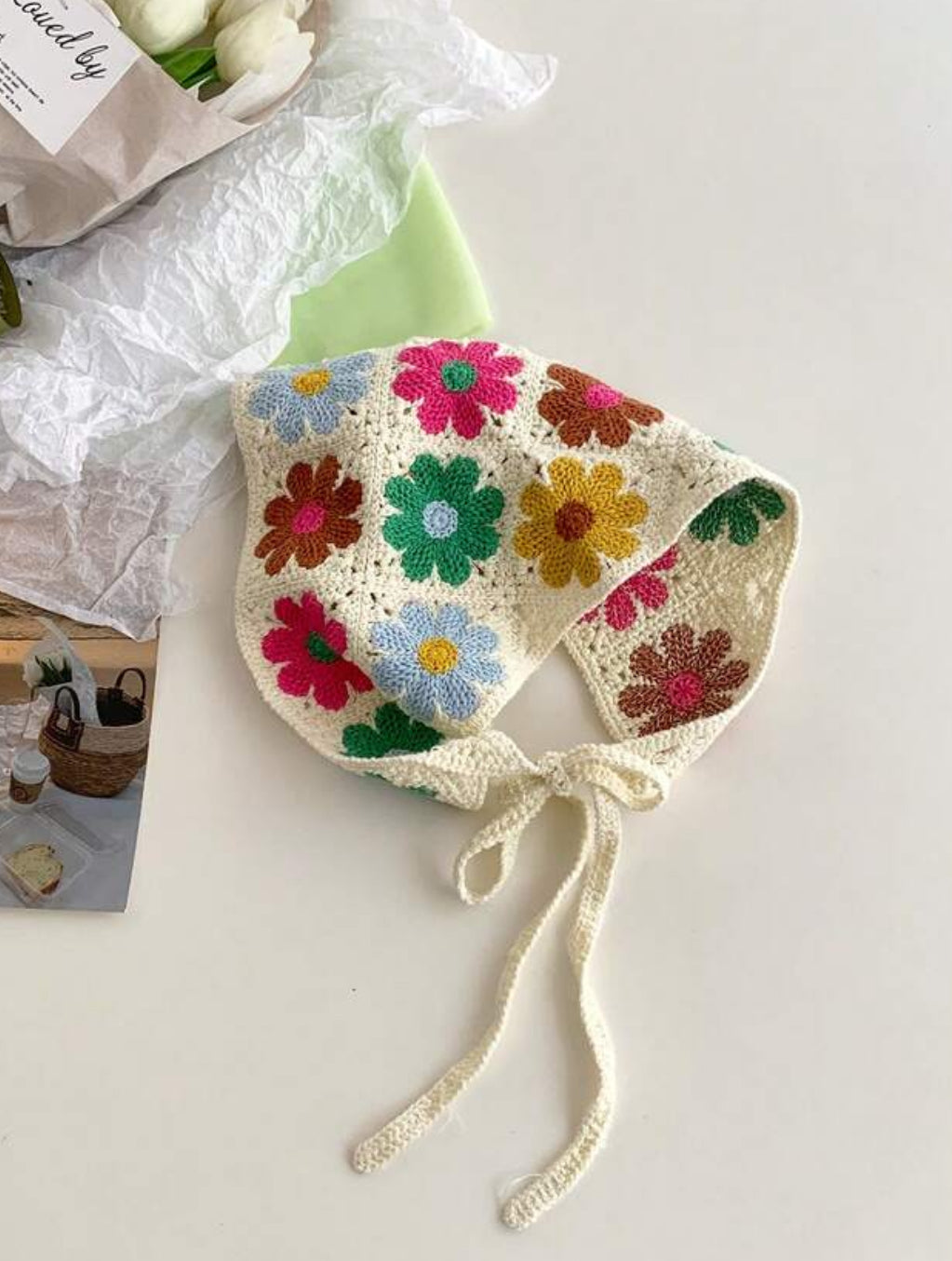 1pc Knitted Triangle Scarf Headband