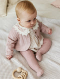Pink Bubble Romper Long Sleeve
Bodysuit Cardigan and Tights 4 Piece Set (immediate)