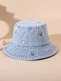Girl Ocean Embroidered Bucket Hat
