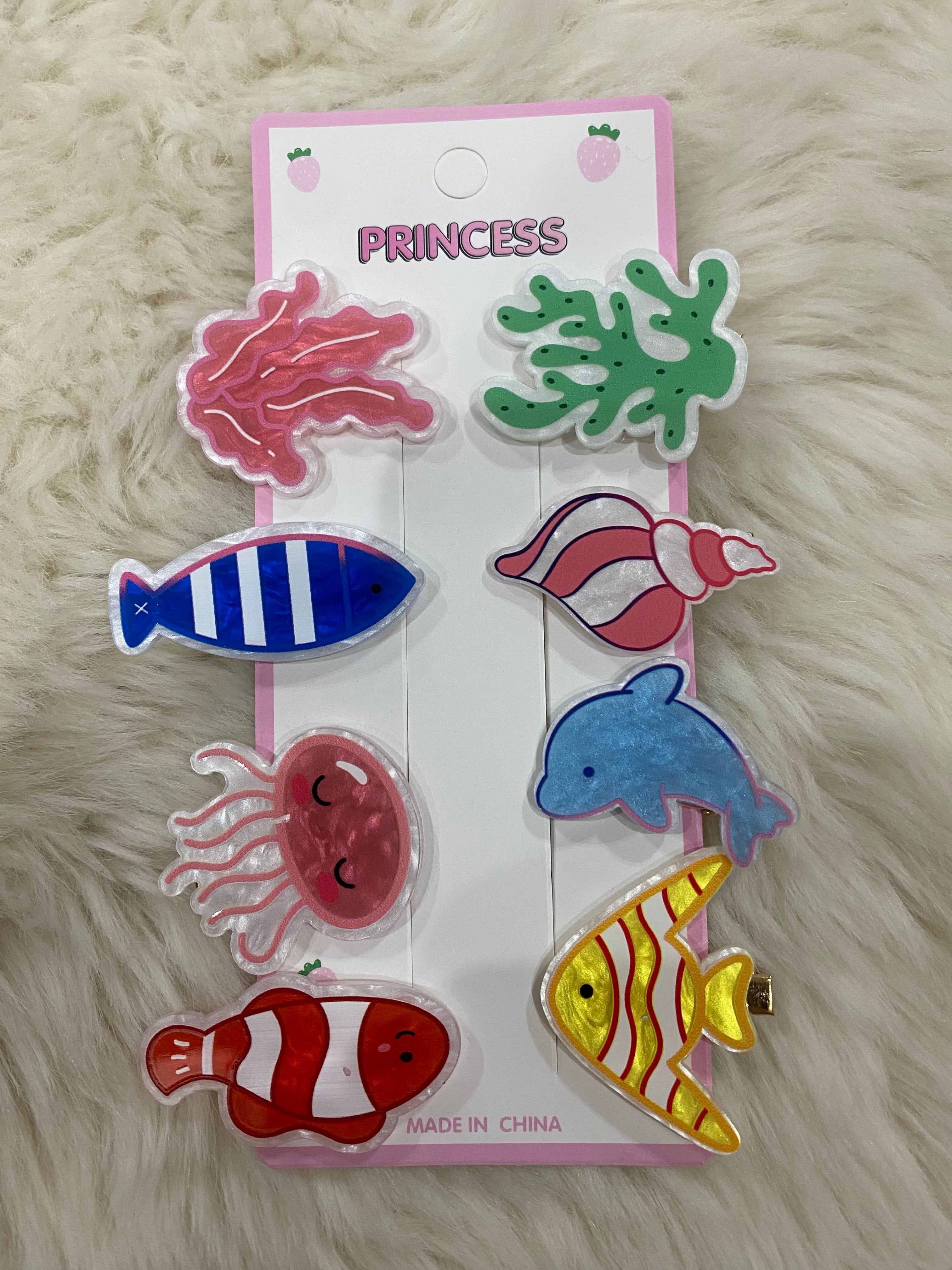 8pcs sea cartoon hair clips