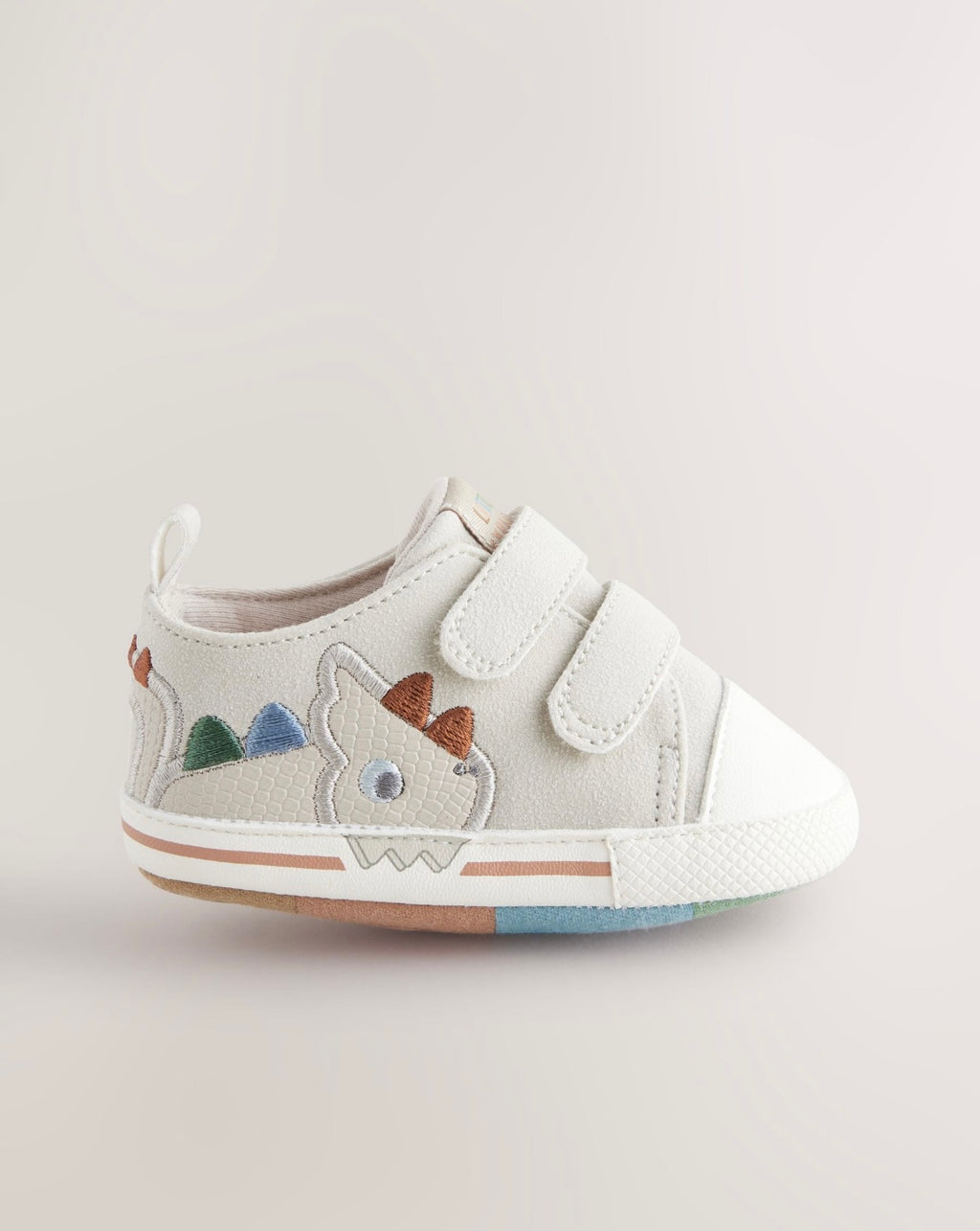 Grey Dino Touch Fastening Baby Trainers