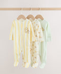 Yellow Winnie the Pooh Baby Sleepsuits 3 Pack