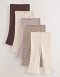 Neutral Ribbed Flare Leggings 5 Pack