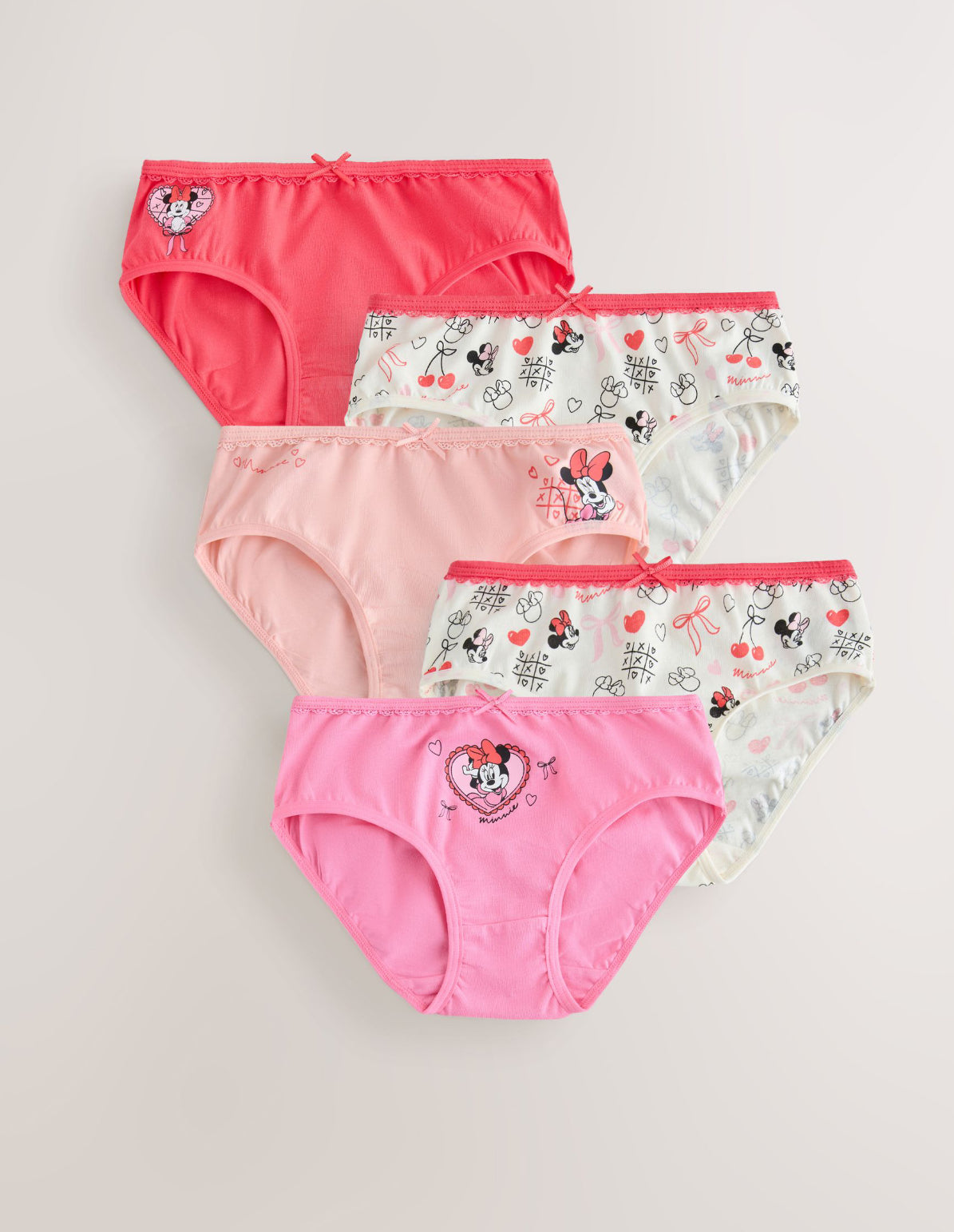 Red/Pink Minnie Mouse Briefs 5 Pack