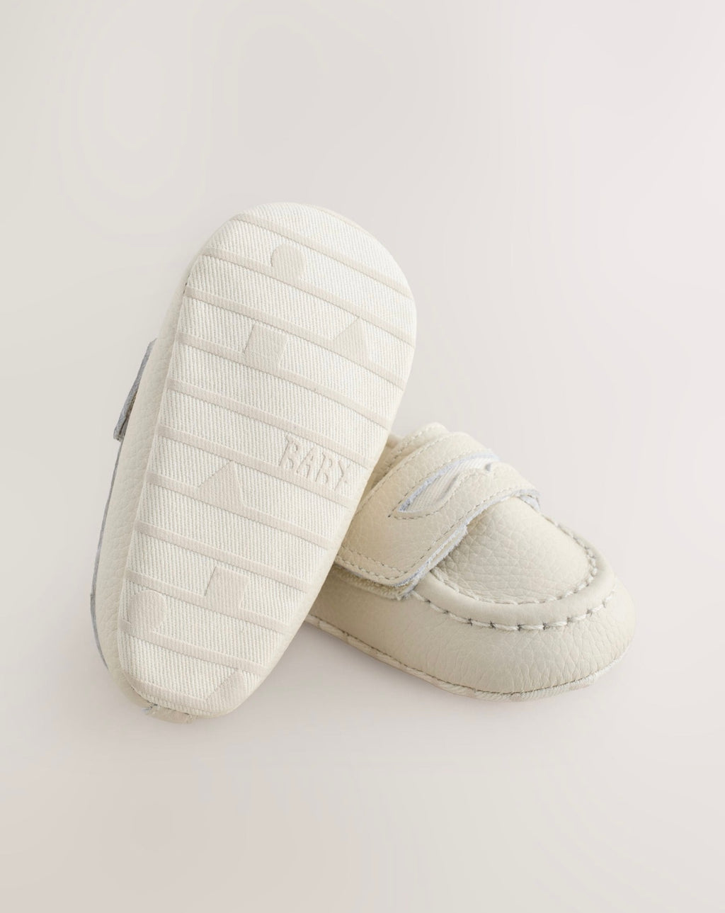 White Touch Fastening Baby Loafers