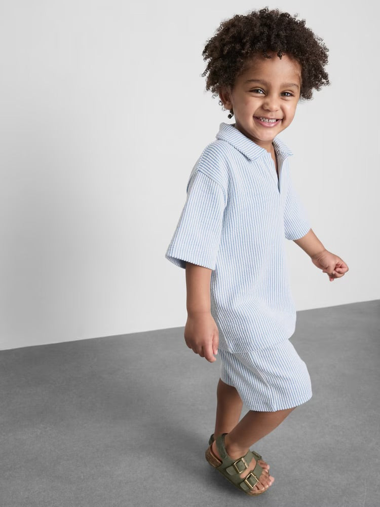 A striped shirt and shorts clothing co-ord