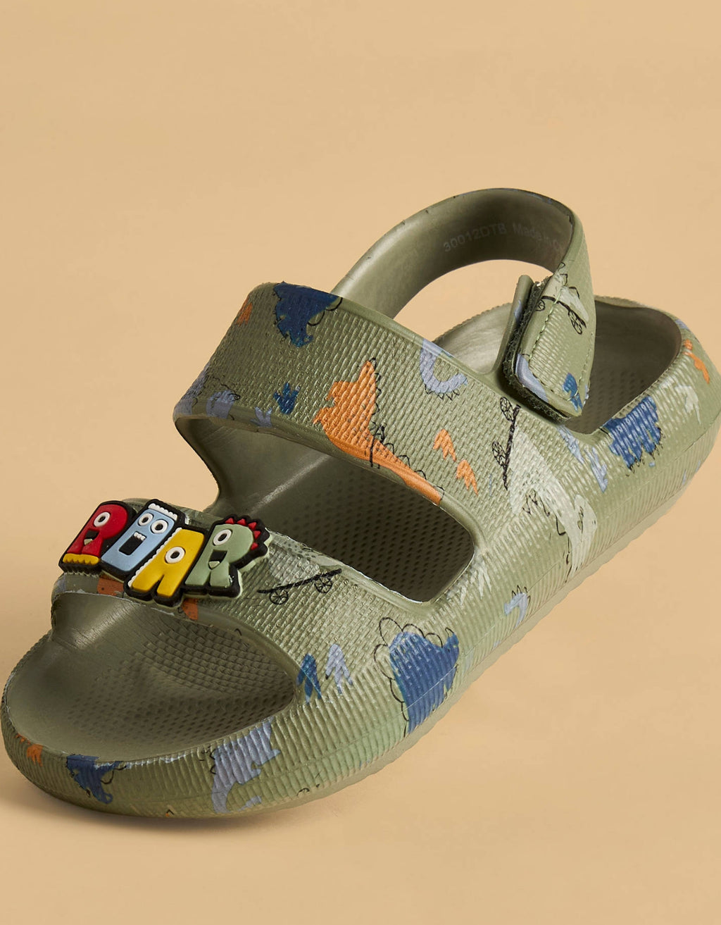 Dinosaur Print Sandals with Hook and Loop Closure