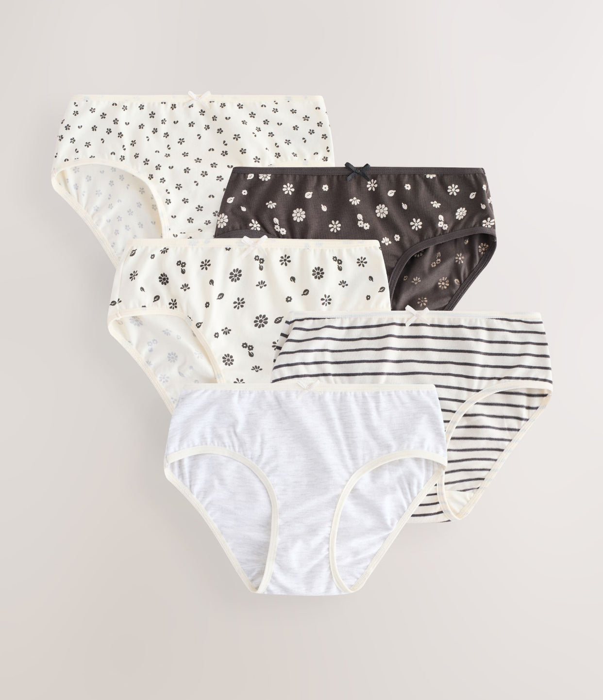 Black/White Ditsy Print Briefs 5 Pack