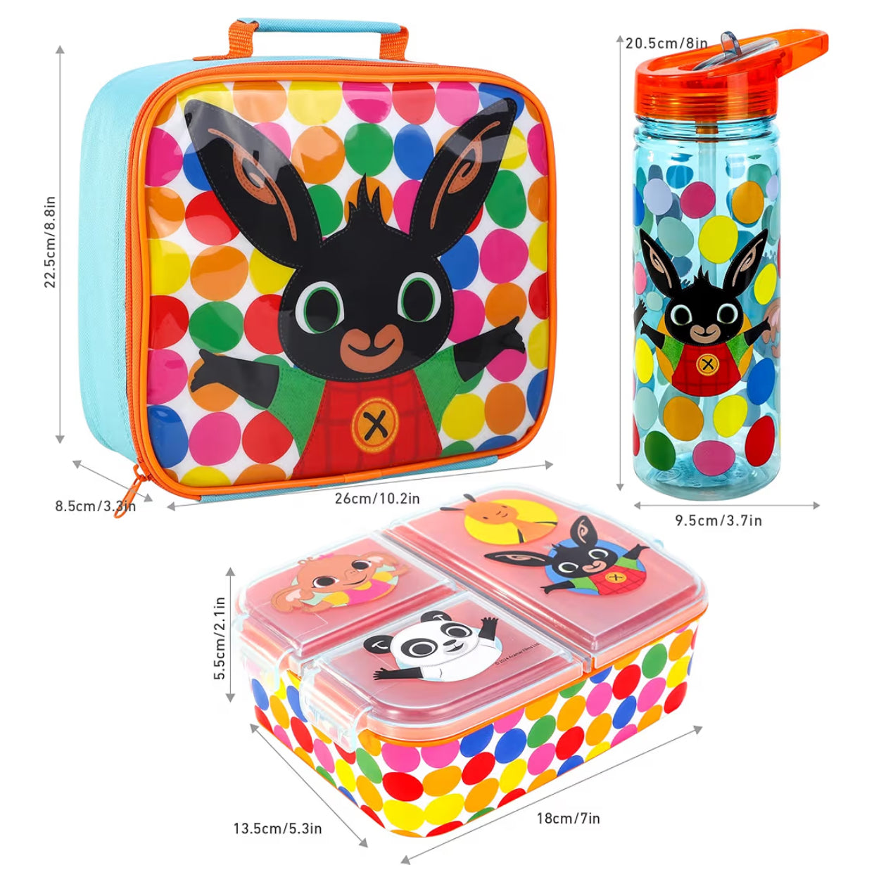 Bing Lunch Box Set – Insulated Lunch Bag, Lunch Box & 580ml Water Bottle