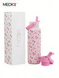 Meoky 530 ml Insulated Tumbler With 2 Spout Lid And Straw