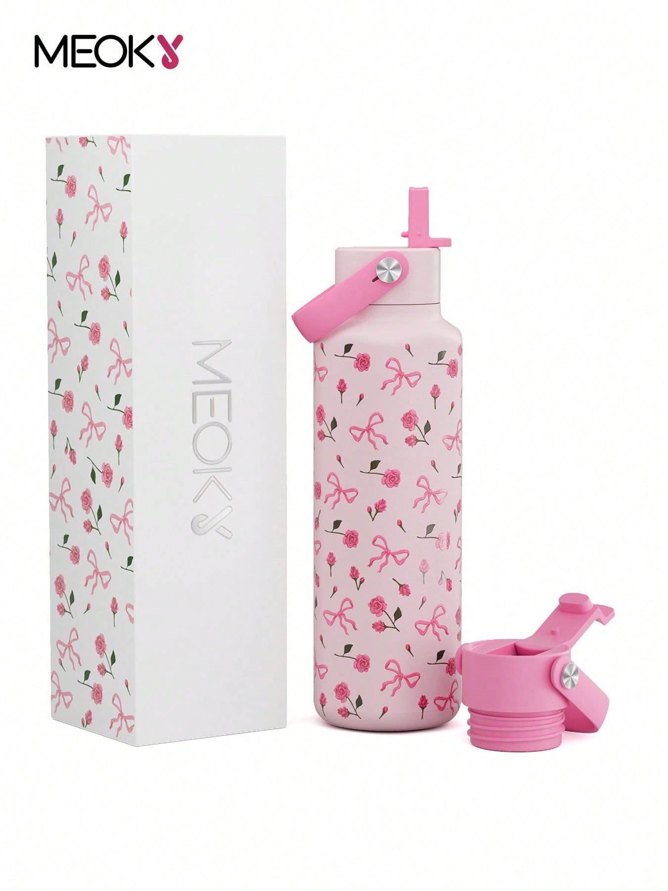 Meoky 530 ml Insulated Tumbler With 2 Spout Lid And Straw