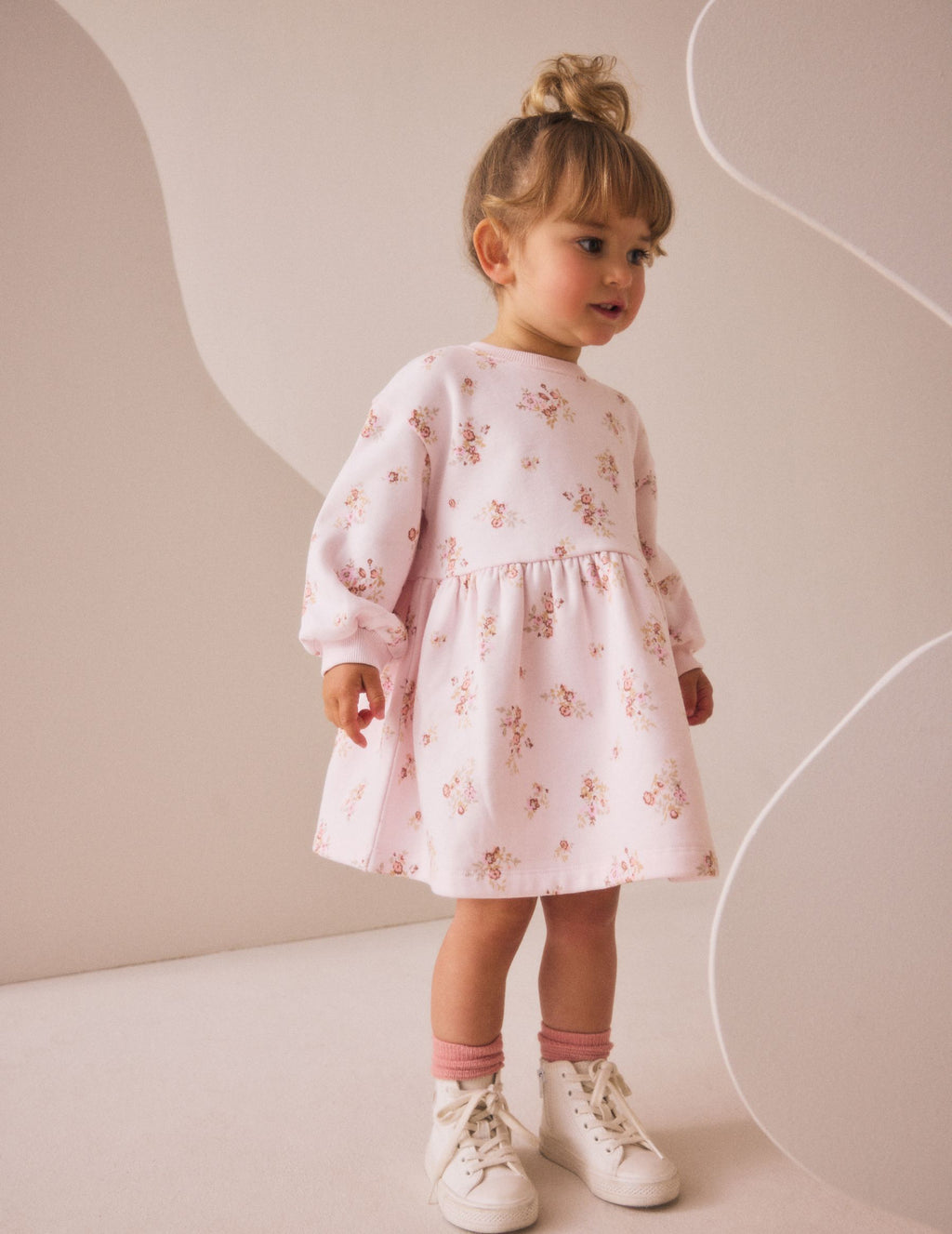 Cream Floral Sweat Dress (immediate)