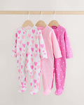 Pink 3 Pack Two Way Zip Baby
Sleepsuits