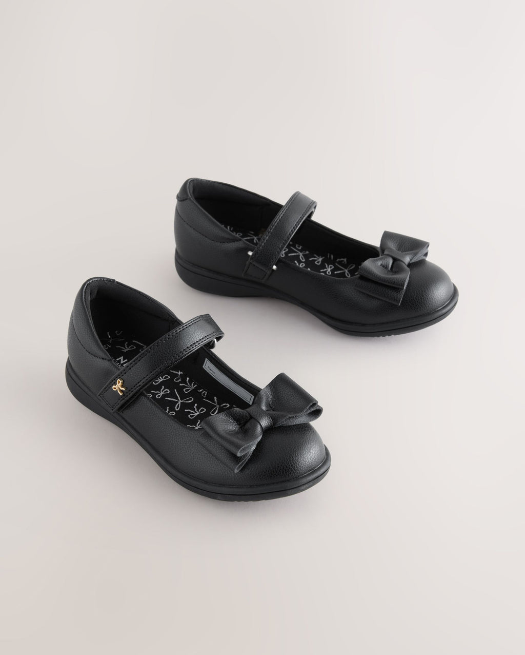 Black Matt Standard Fit (F) Bow Mary Jane School Shoes