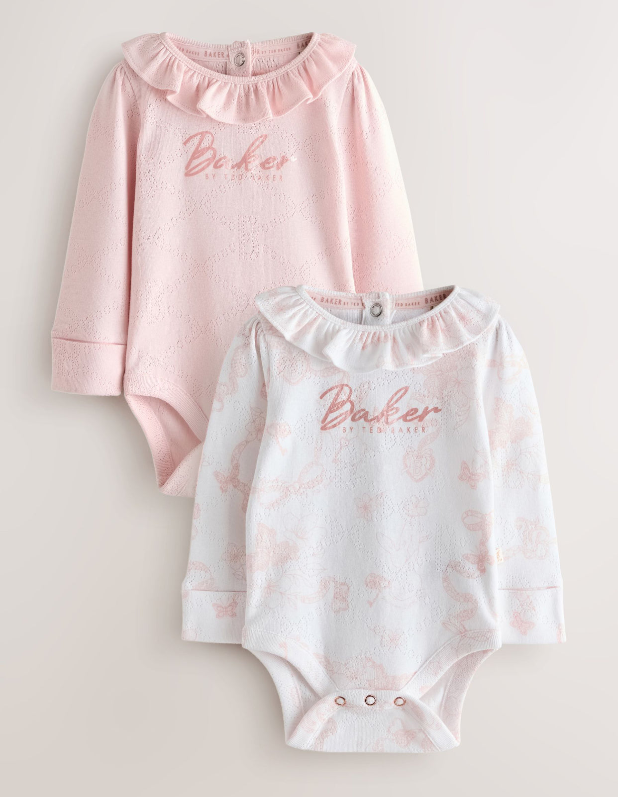 Baker by Ted Baker 2 Pack Pointelle Layette
White/Pink Bodysuits