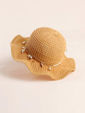 1pc Toddler Sun Hat With Ruffled Brim (immediate)