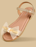 Bow Accent Sandals with Hook and Loop Closure