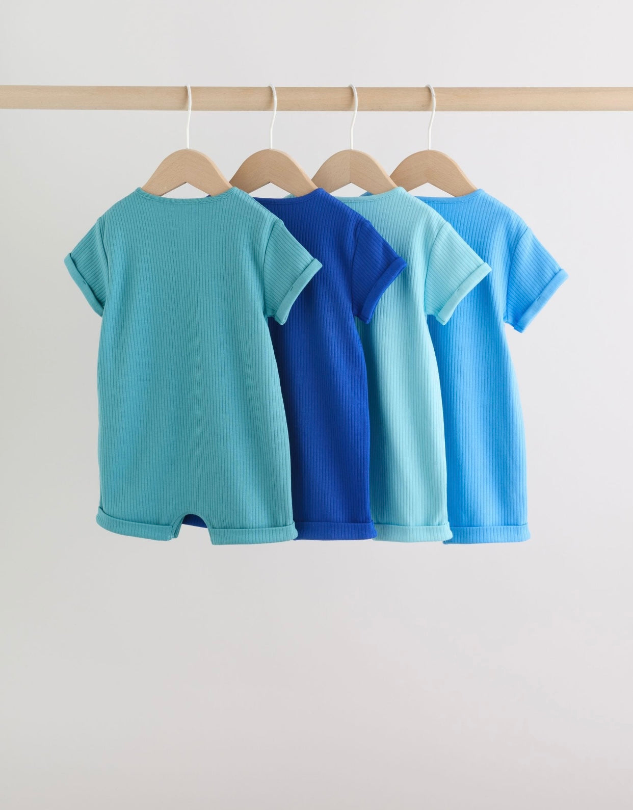 Green Grandad Button Neck Baby Rompers 4 Pack