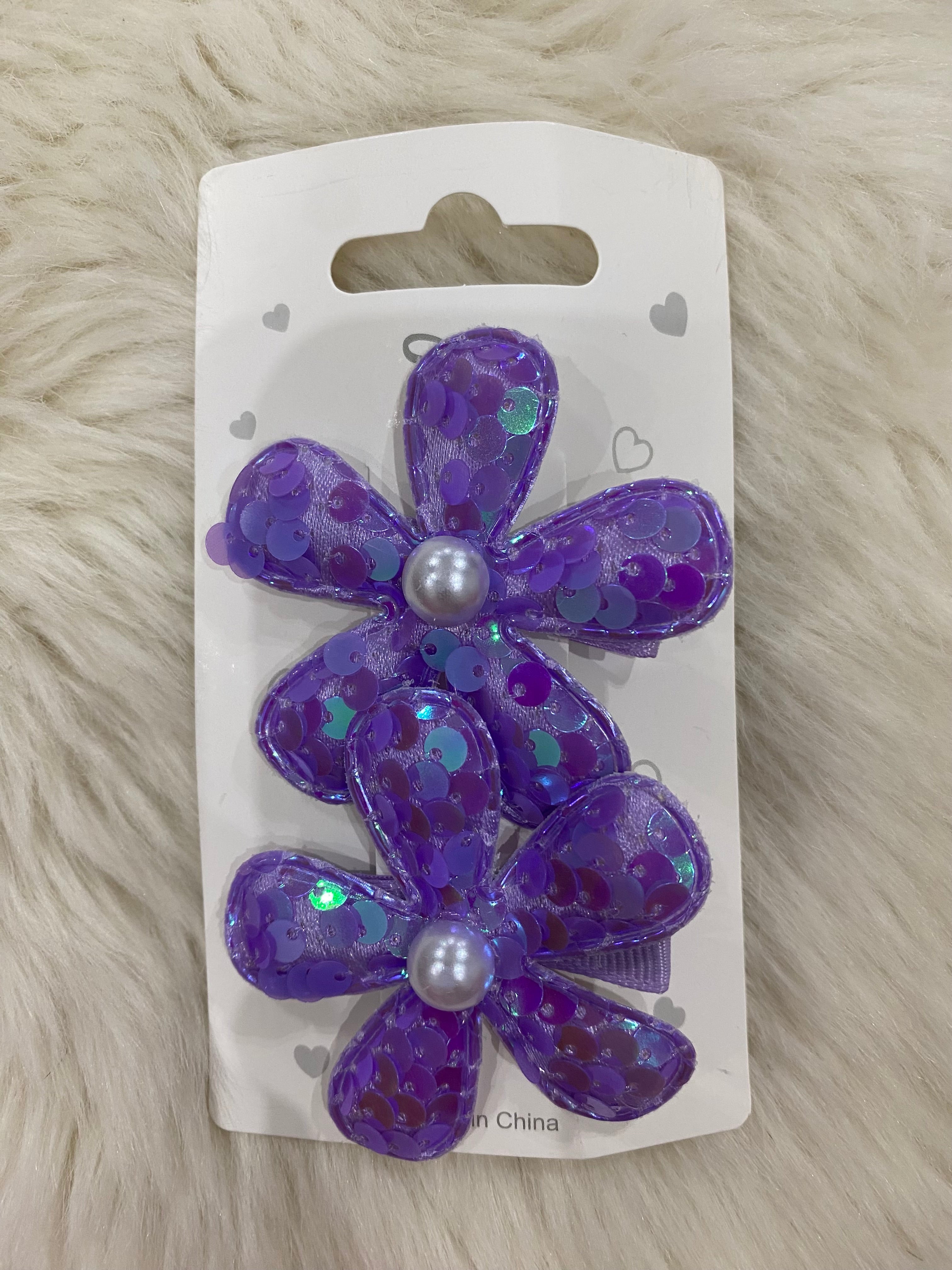 2pcs purple flower hair clip