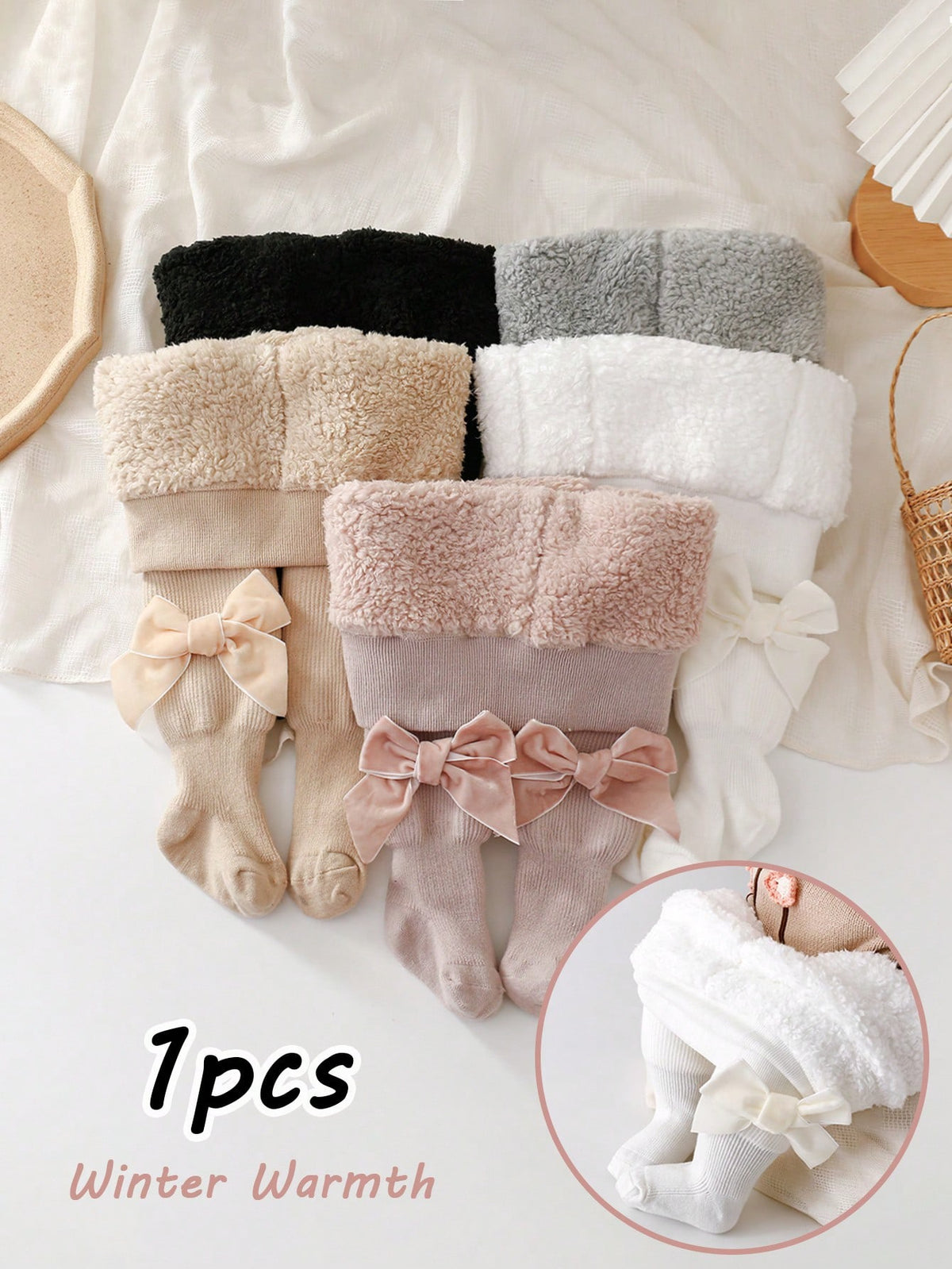 1pc Girls Fleece Lined Tights