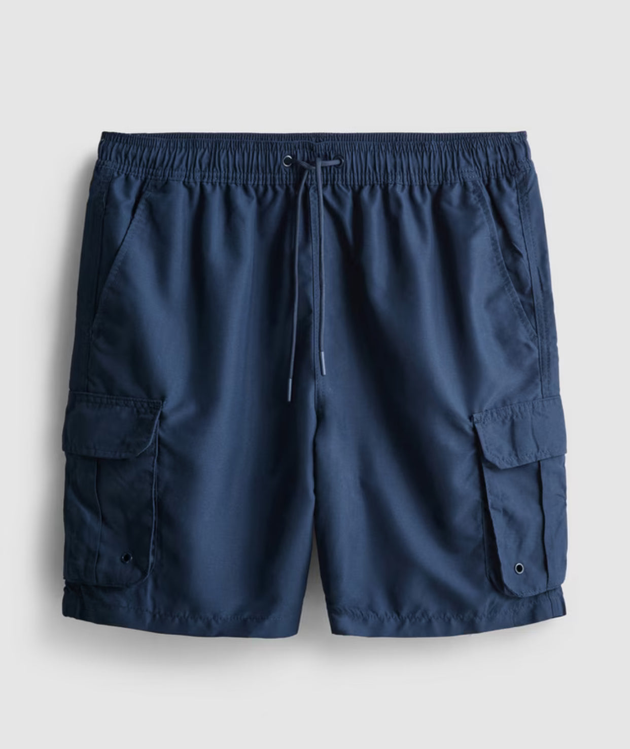 pair of cargo swimming shorts with a drawstring waistline