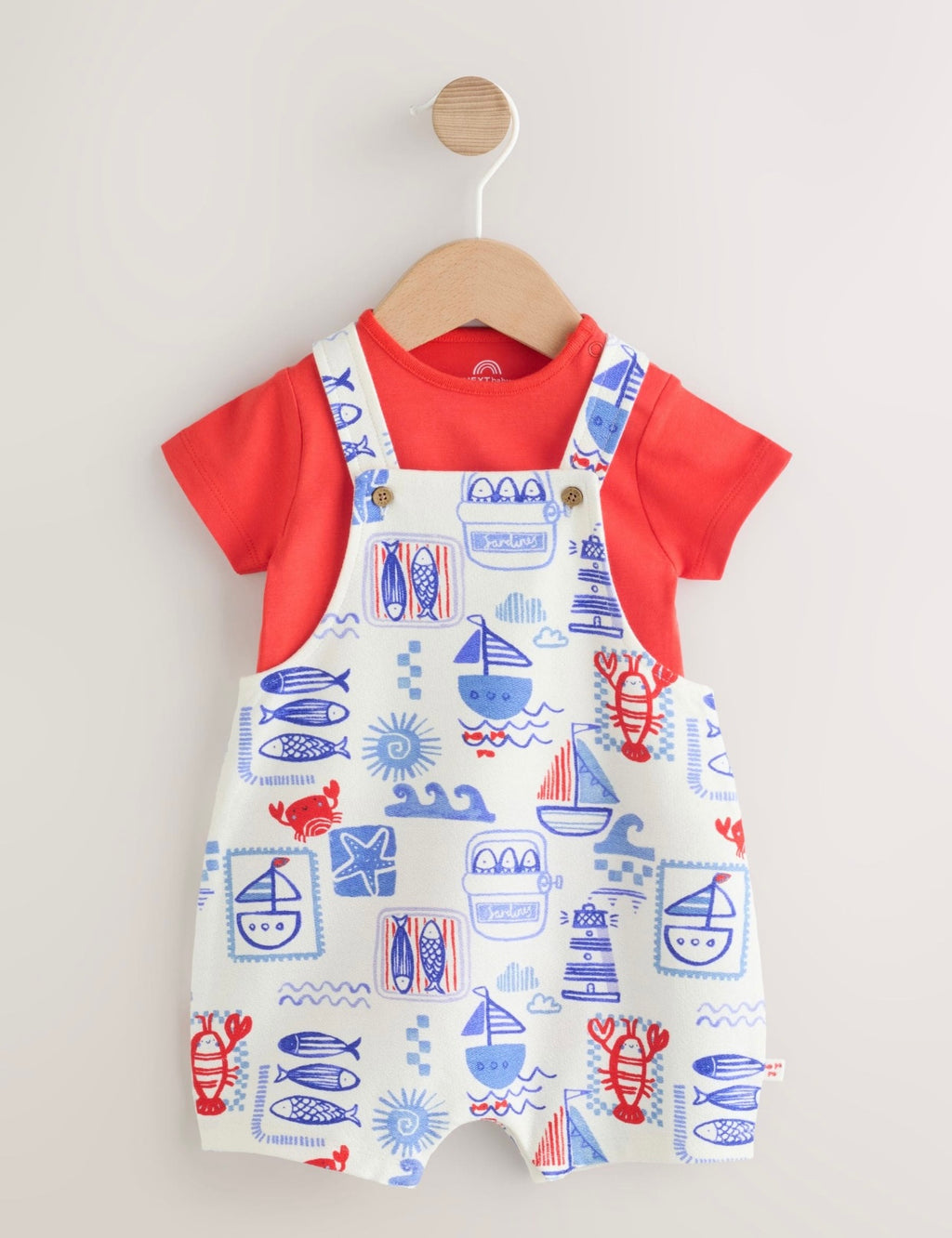 Red Nautical Jersey Dungarees and
Bodysuit Baby Set