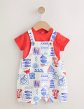 Red Nautical Jersey Dungarees and
Bodysuit Baby Set