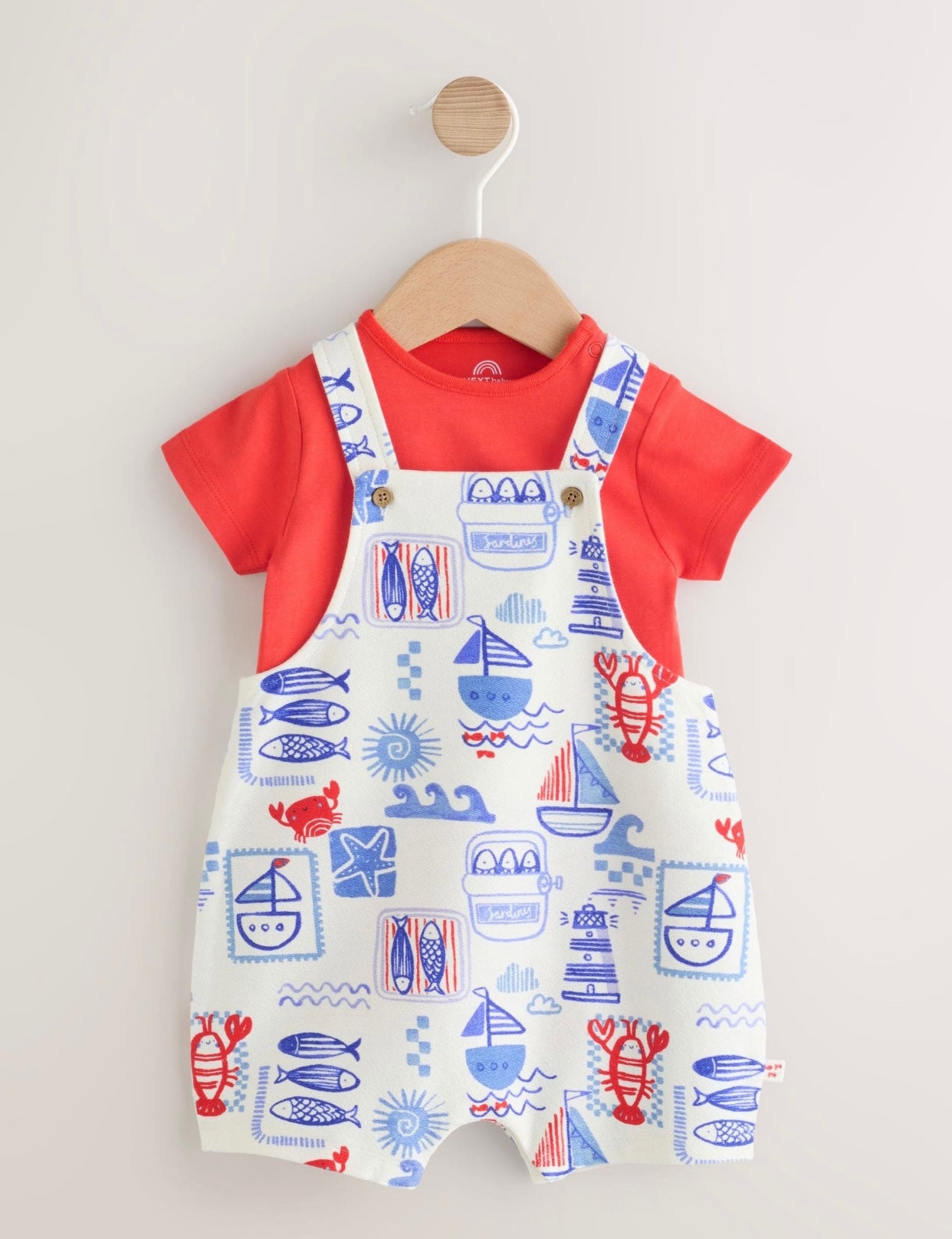 Red Nautical Jersey Dungarees and
Bodysuit Baby Set