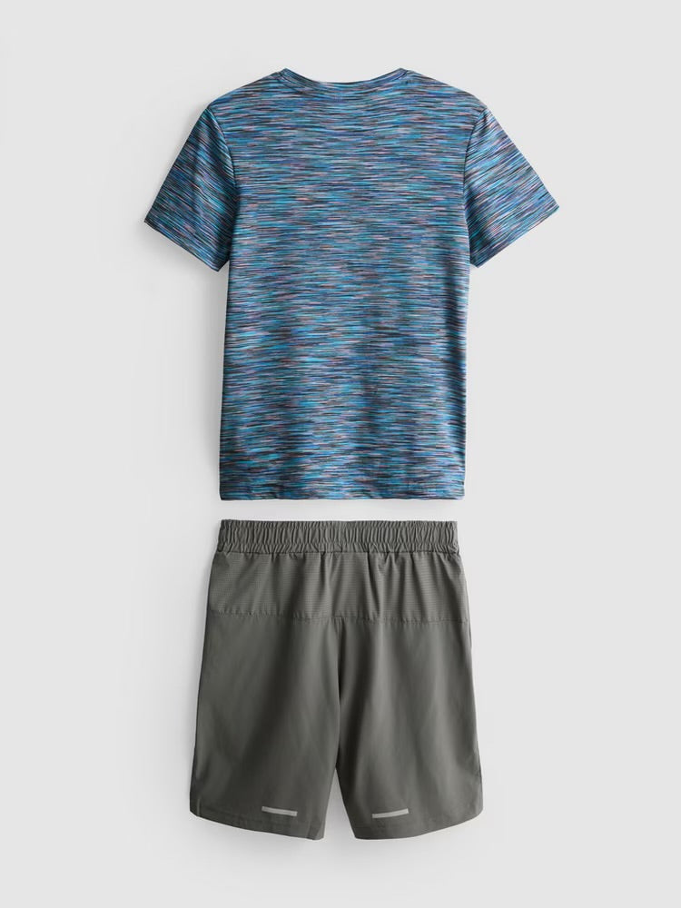 An activewear tee and shorts clothing set
