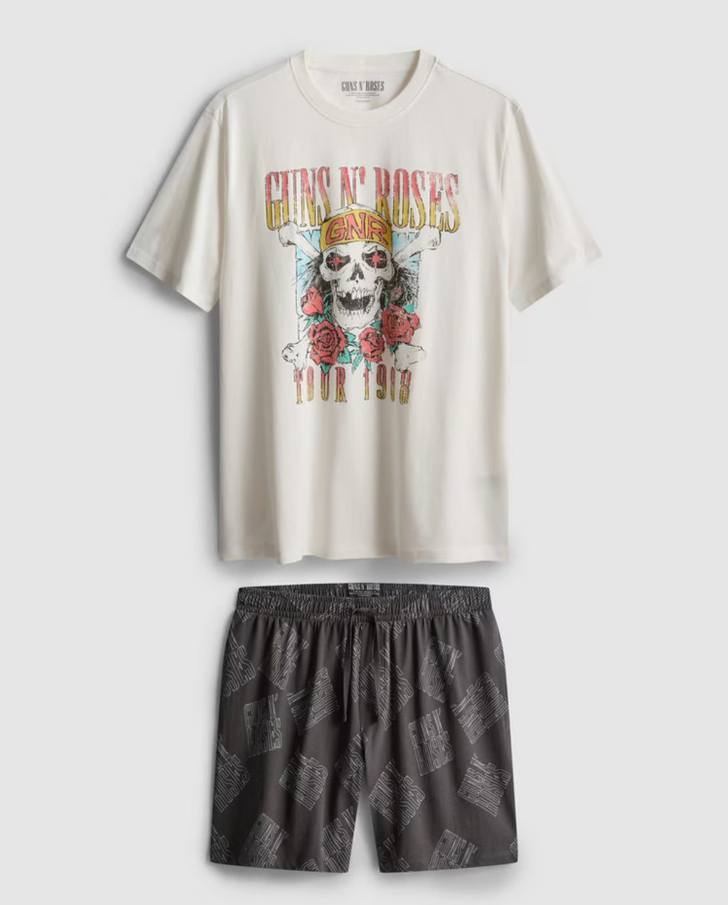 Pyjama set with graphic T-shirt and printed shorts