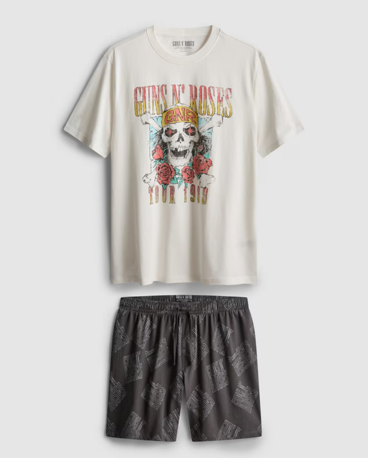 Pyjama set with graphic T-shirt and printed shorts