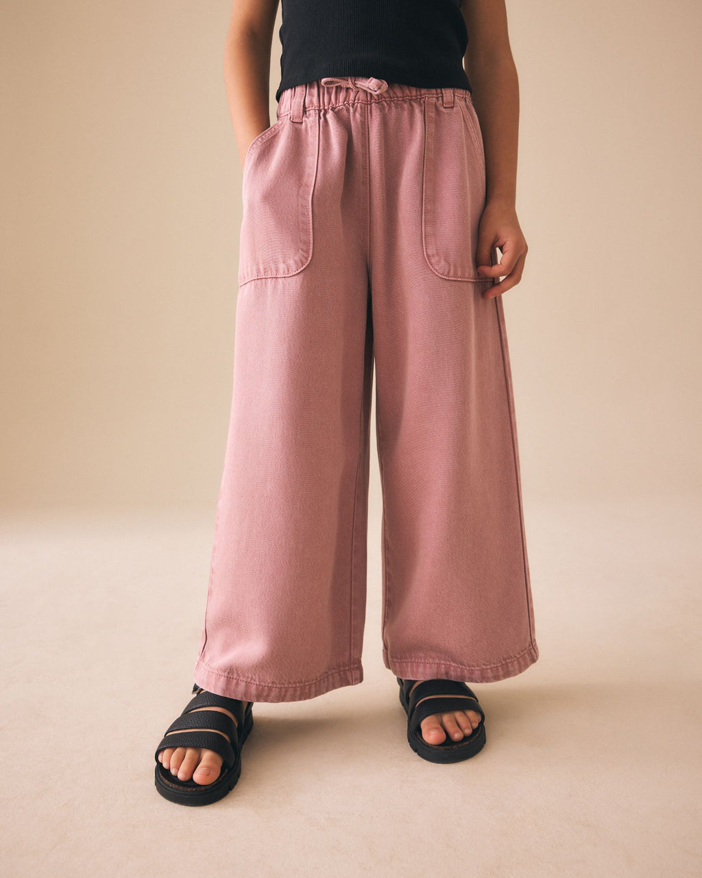 Pink Pull On Wide Leg Trousers