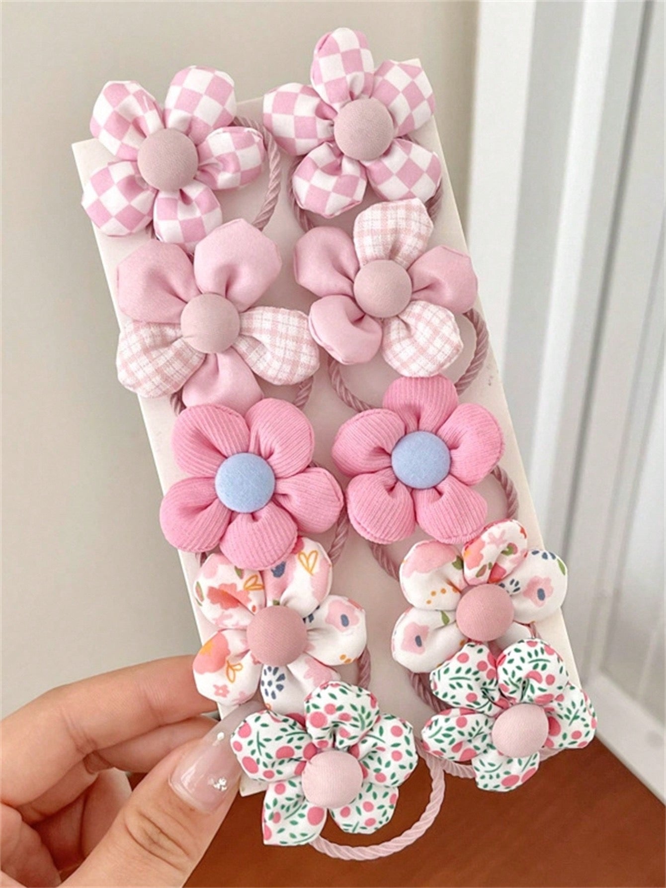 10pcs Flowers elastic hair ties