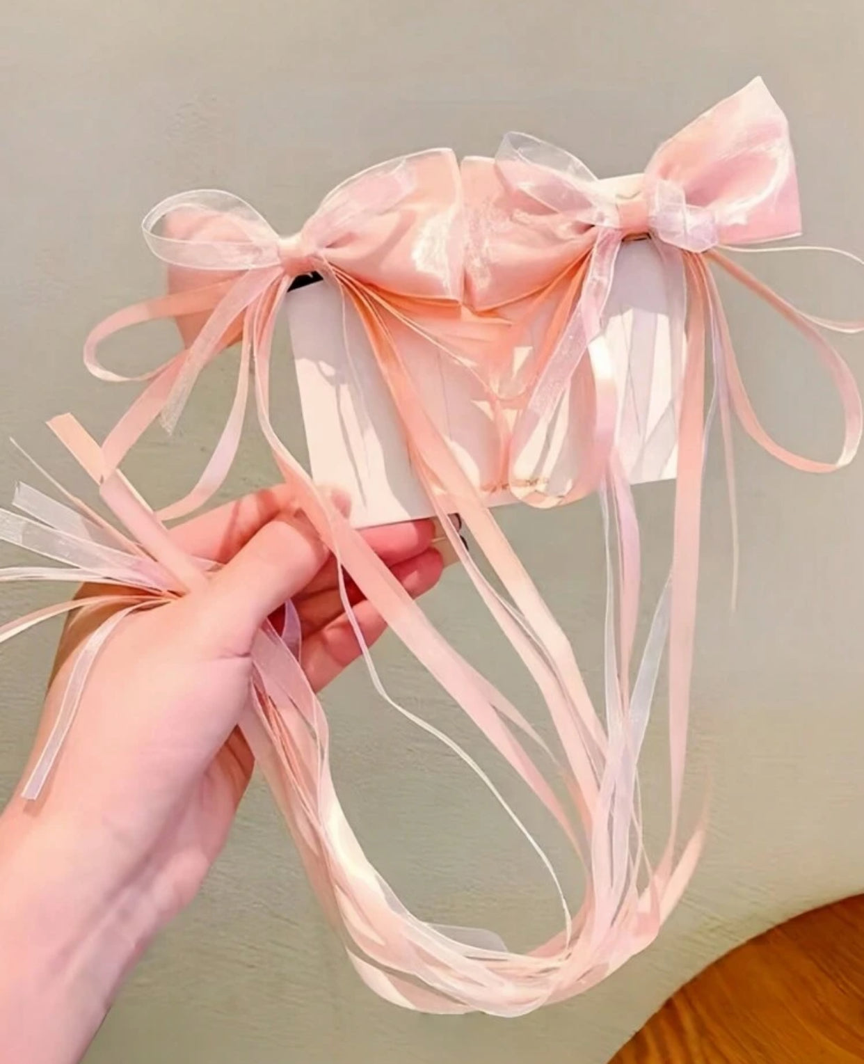 2pcs pink bow ribbon hair Clips