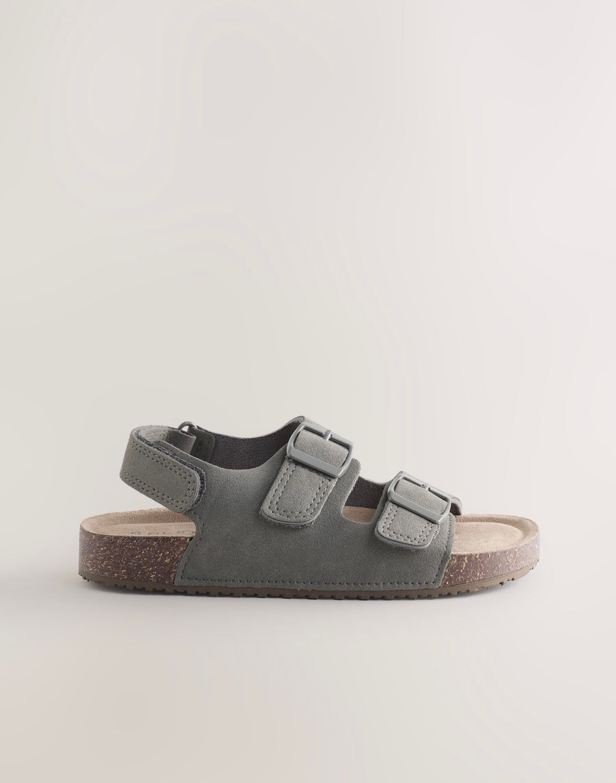 Grey Standard Fit (F) Double Buckle Cushioned Footbed Sandals