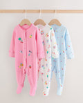 Pink/White/Blue Fruit Baby Sleepsuits 3 Pack