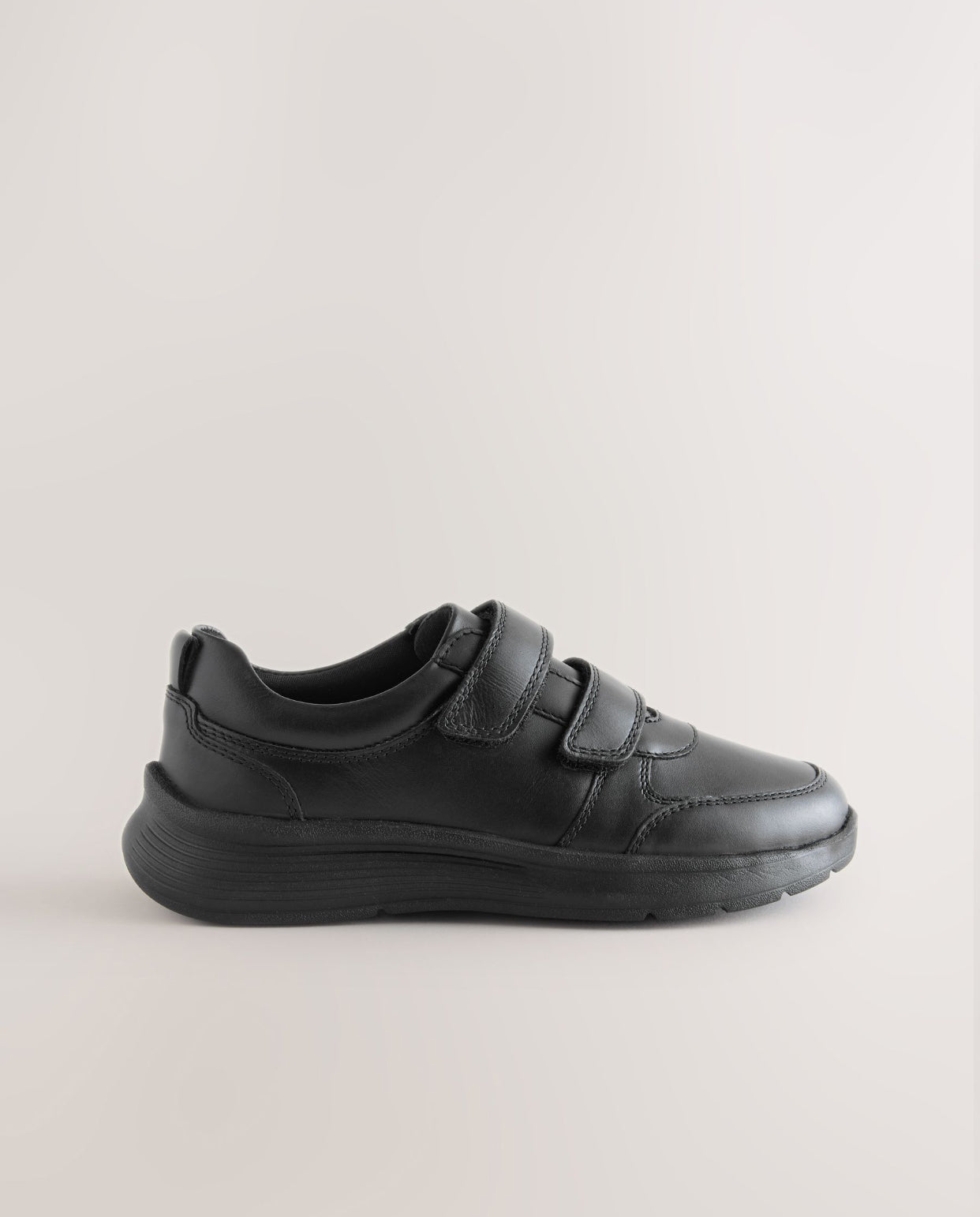 Black Football Leather Touch Fastening School Shoes