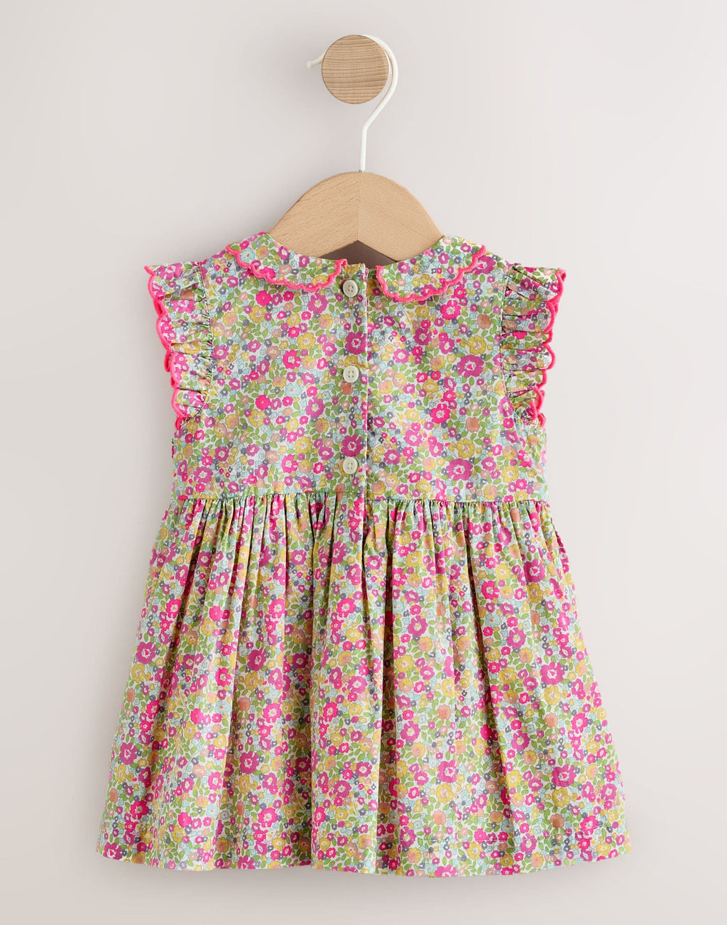 Pink Floral Woven Baby Dress and Knickers Set 2 Piece