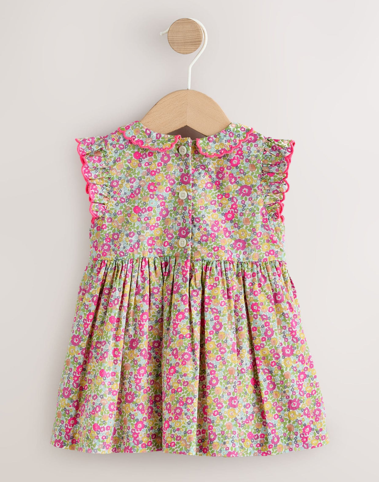 Pink Floral Woven Baby Dress and Knickers Set 2 Piece